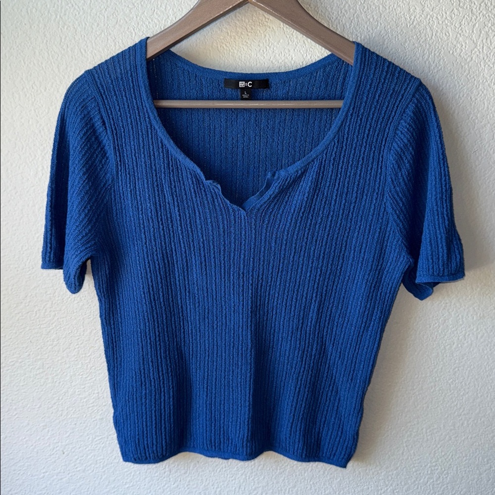 Uniqlo Blue Ribbed Top